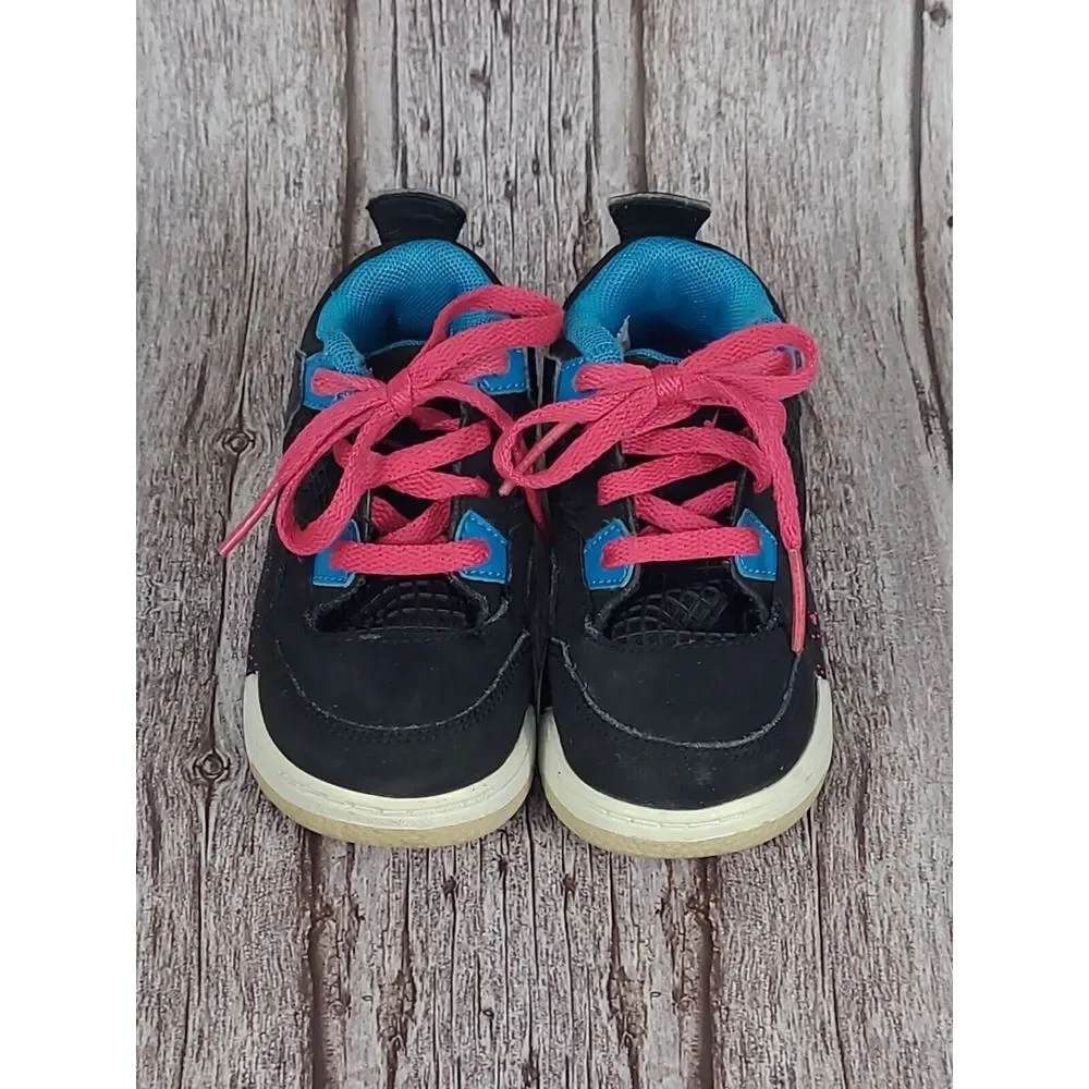 Nike Boys Air Jordan 4 308500-019 Black‎ Basketball Shoes Sneakers Size 6C